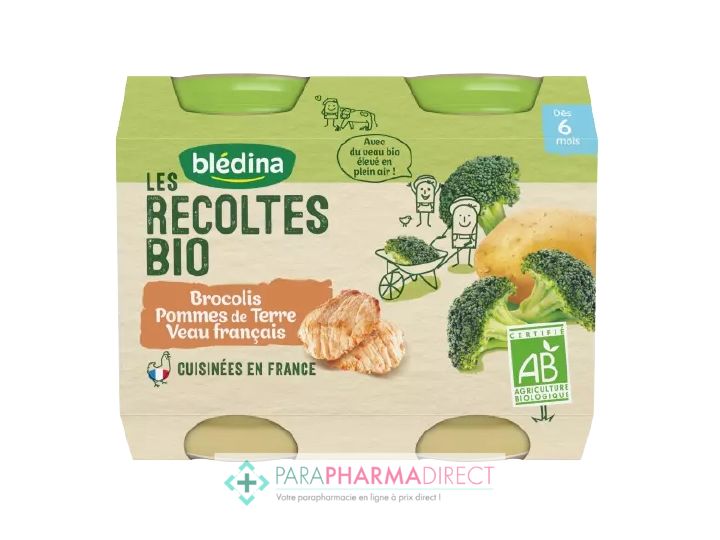 Bledina Les Recoltes Bio Petits Pots Brocolis Pomme De Terre Veau 2x0g Paraphamadirect