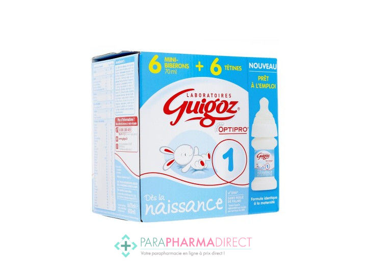 Guigoz Optipro Lait Liquide 1er Age Prêt à l'Emploi 6x70ml Minis Biberons -  Paraphamadirect