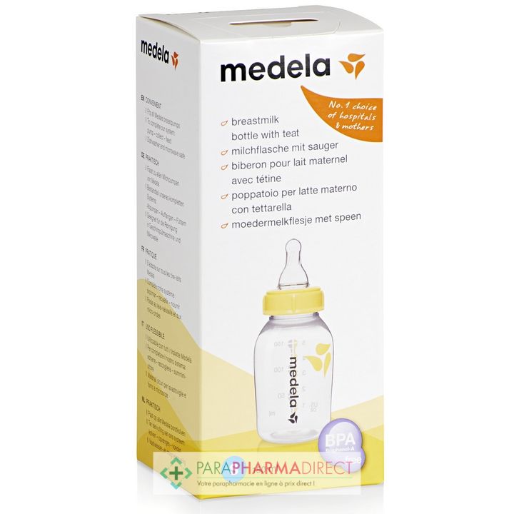 Biberon pour lait maternel avec tétine 250ml Medela. Livraison avec confort  médical santé 34600 Bédarieux.